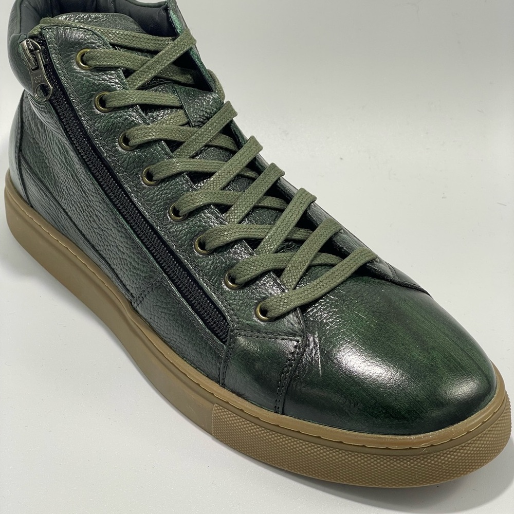 Men's Green Leather‎ High-Top Sneaker